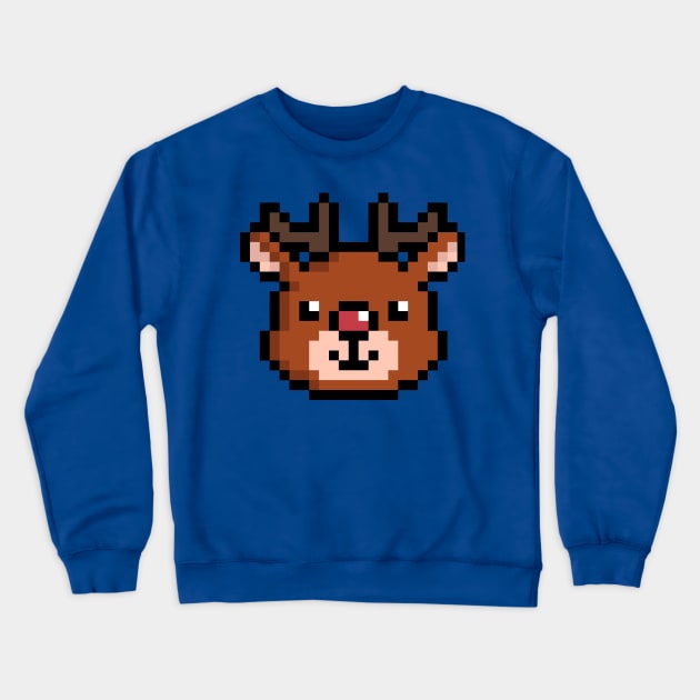 Cute Rudolph the reindeer pixel Crewneck Sweatshirt by Pixelo
